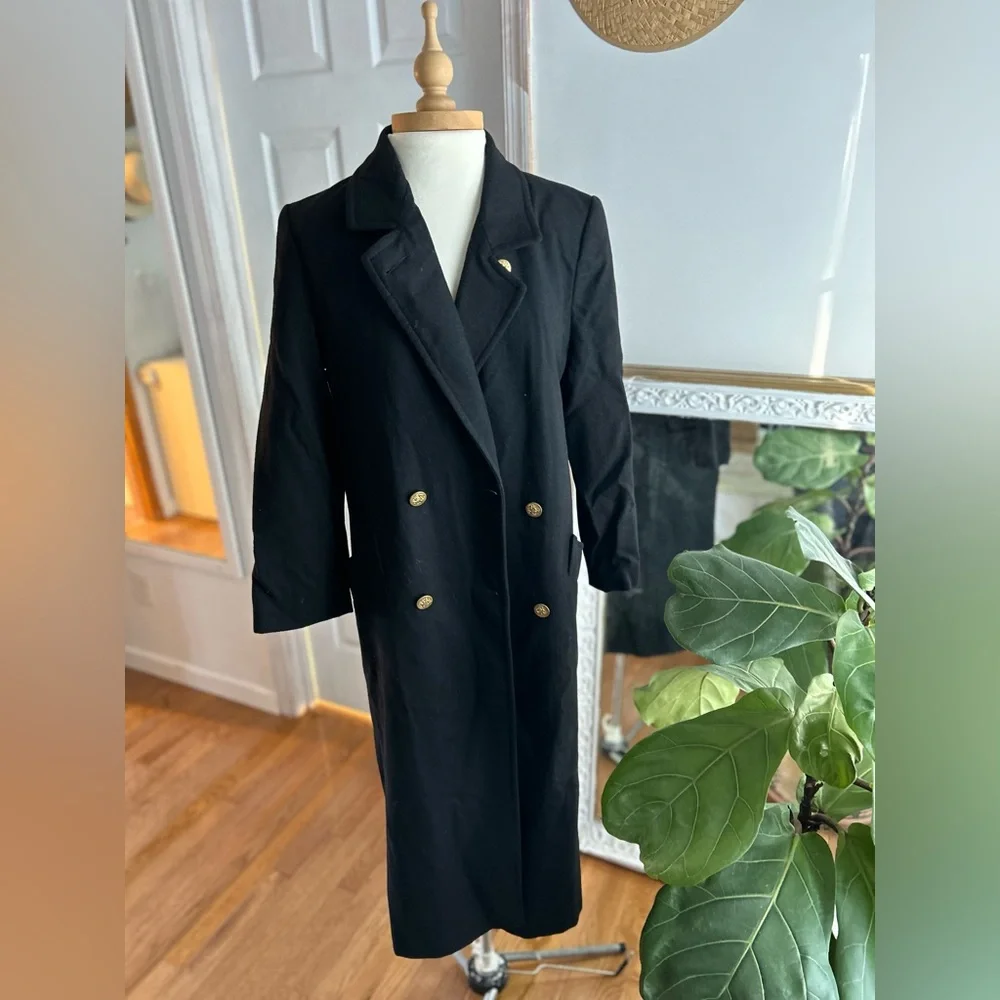 Vintage 90’s Forecaster of Boston slightly oversized black wool trench pea coat